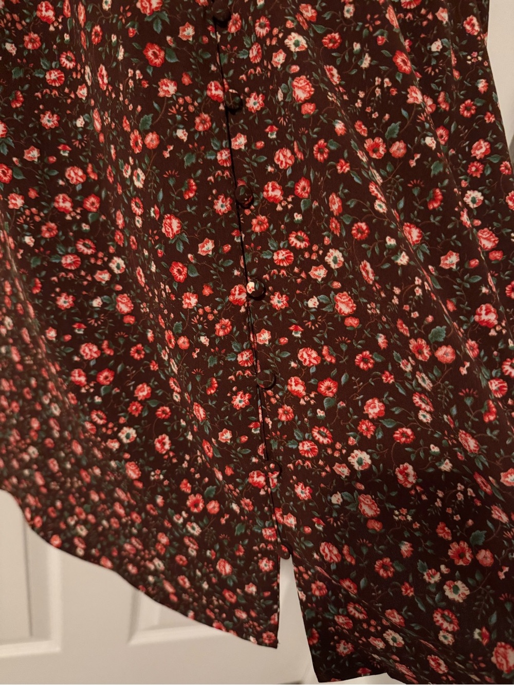 English Factory Floral Long Sleeve Mini Dress with Front Button Detail - Picture 8 of 13